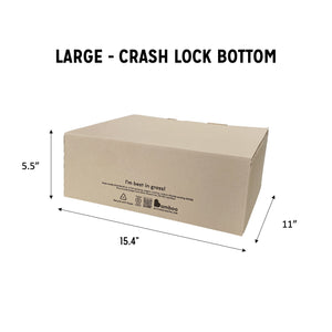 Large sized crash lock Better Packaging bamboo box. 5.5" high, 15.4" wide, 11" deep
